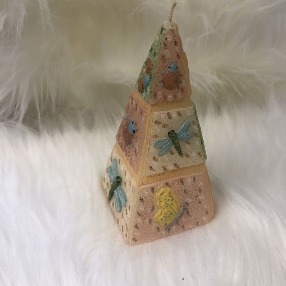 Vtg Green /Yellow /Brown Pyramid Drip Colored Candle(New, Not Used) - Picture 12 of 13